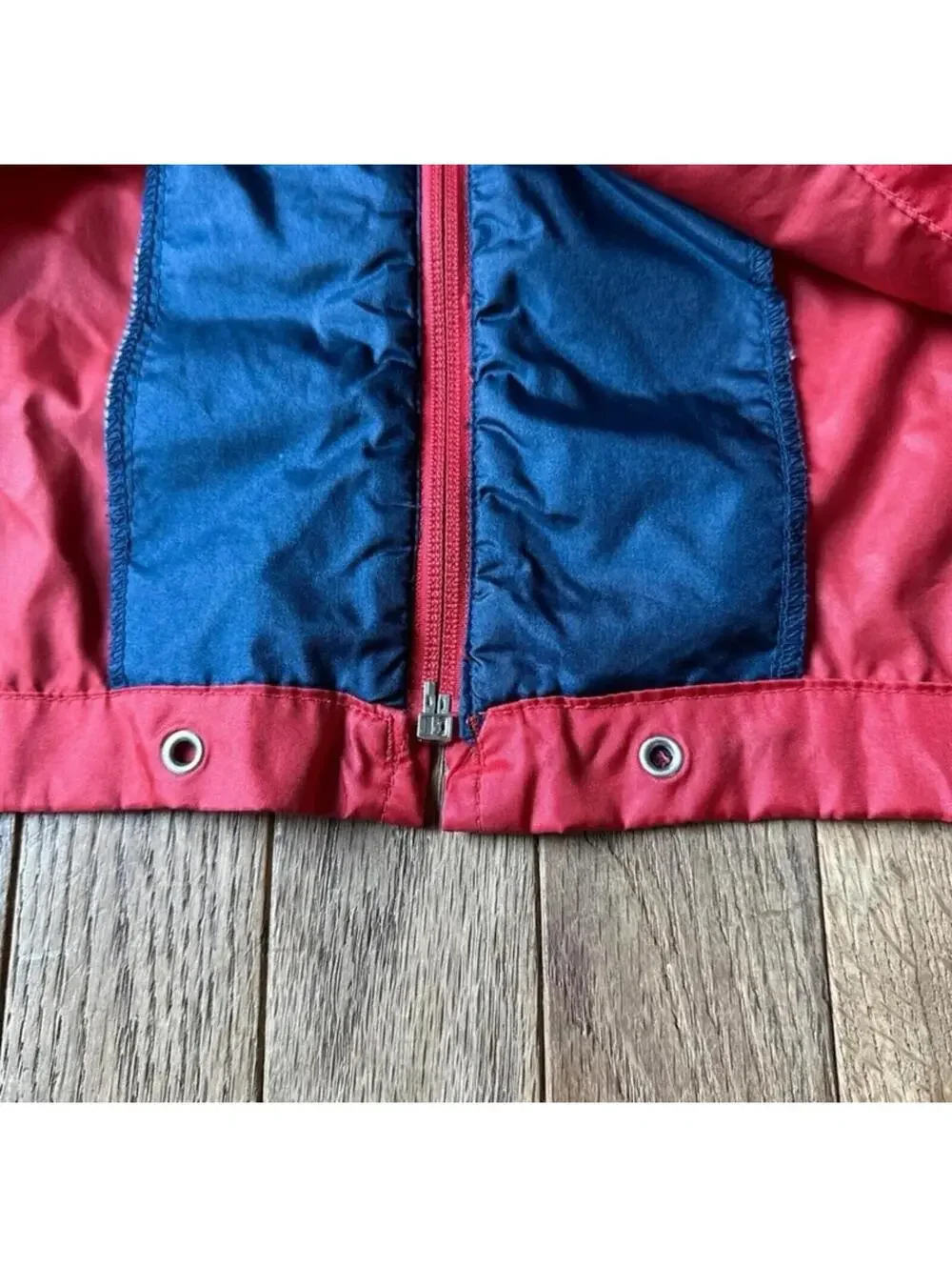 Vintage LL Bean Three Season Jacket Large L Red Blue Warm Up Windbreaker